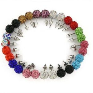 NEW, 14 Pair 18k White Gold Plated Crystal